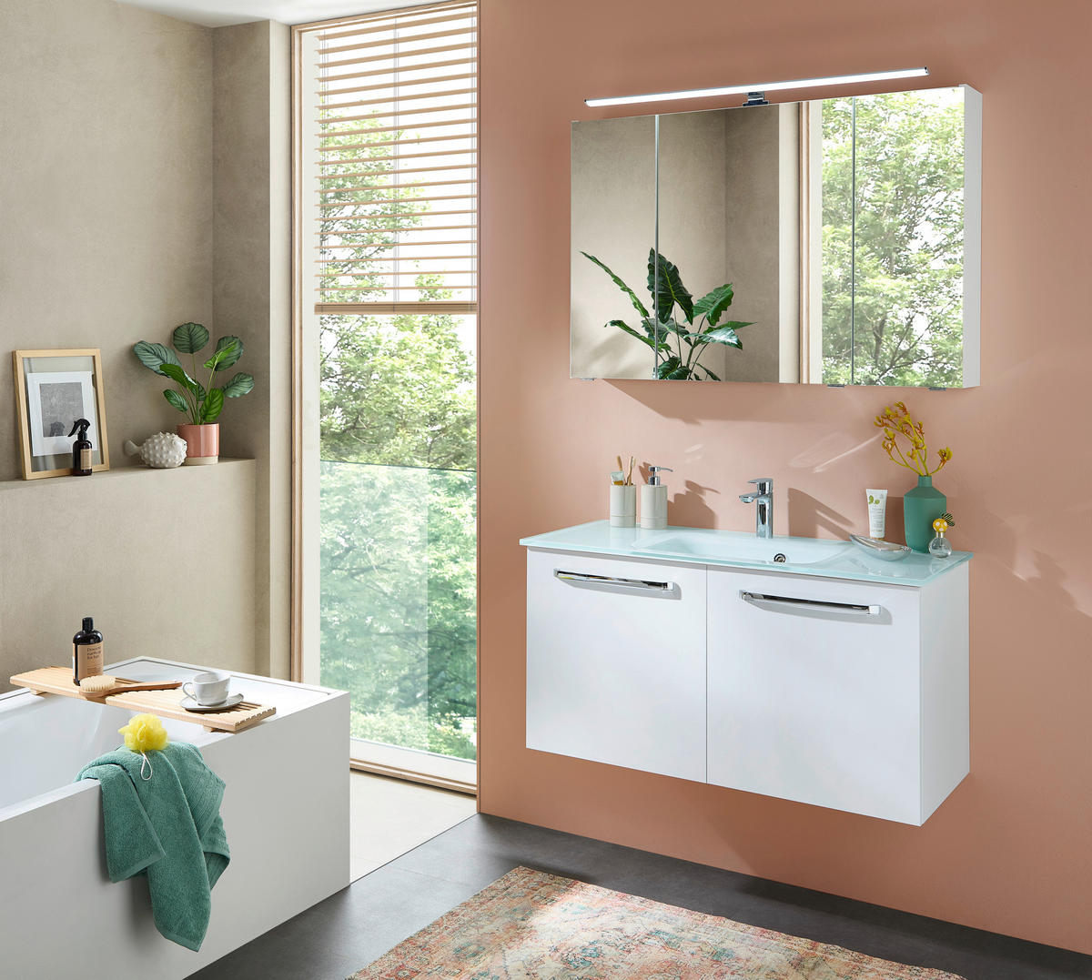 BADEZIMMER 3-teilig  in 105 cm  - Chromfarben/Weiß, KONVENTIONELL, Glas/Holzwerkstoff (105cm) - Xora