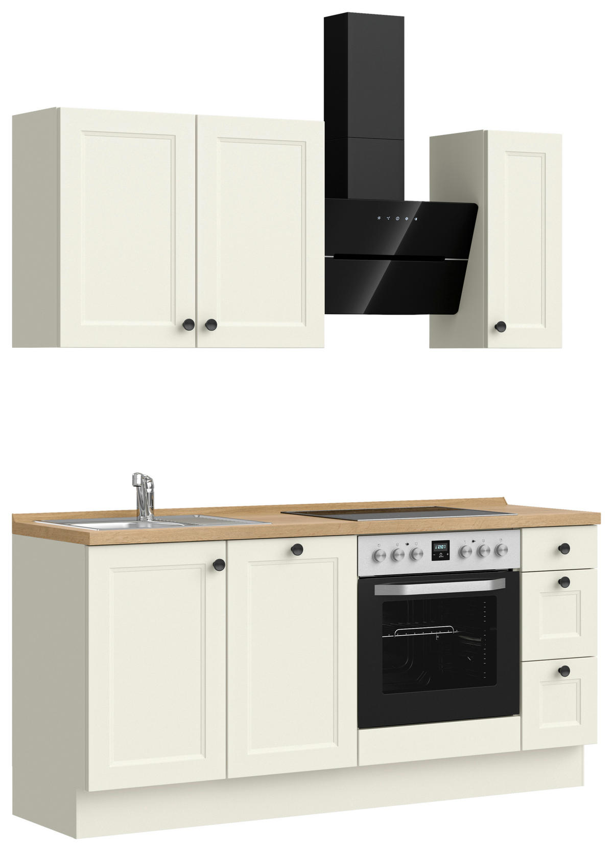 BUCĂTĂRIE FĂRĂ ELECTROCASNICE  - alb/culoare lemn stejar, Modern, metal/material pe bază de lemn (180cm) - Nobilia