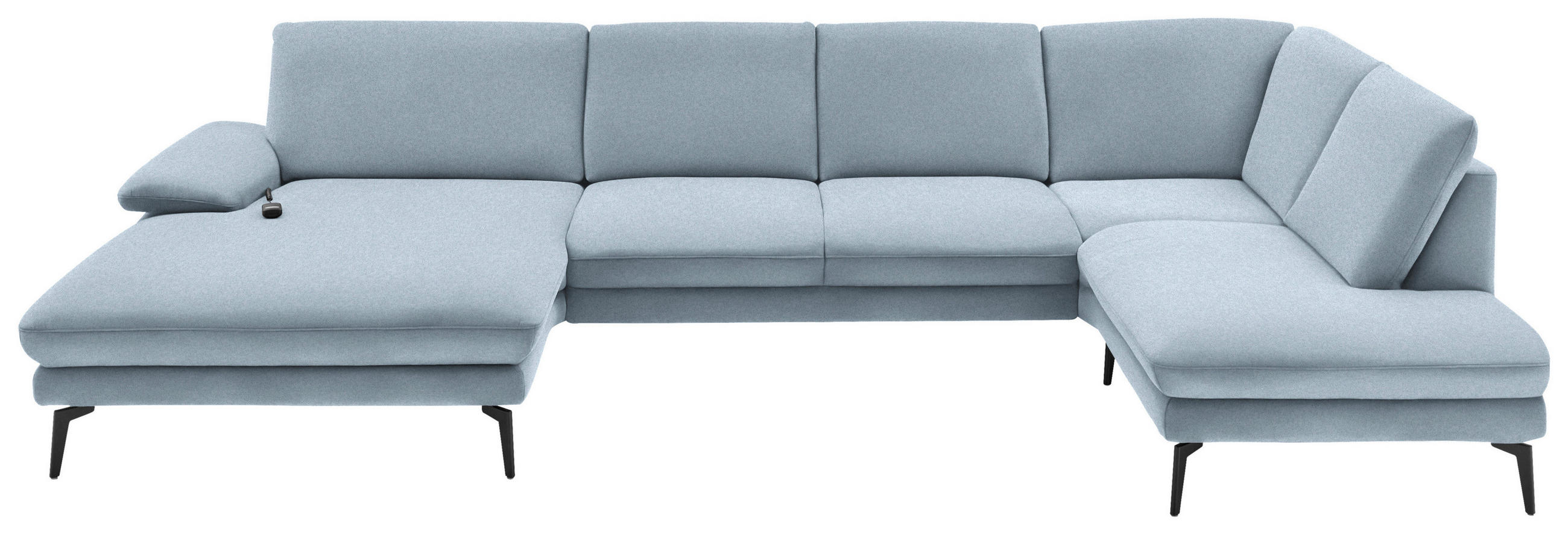 WOHNLANDSCHAFT Hellblau Webstoff  - Schwarz/Hellblau, Design, Textil/Metall (180/344/208cm) - Dieter Knoll