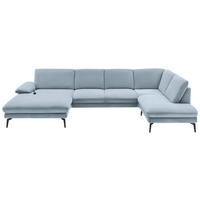 WOHNLANDSCHAFT Hellblau Webstoff  - Schwarz/Hellblau, Design, Textil/Metall (180/344/208cm) - Dieter Knoll