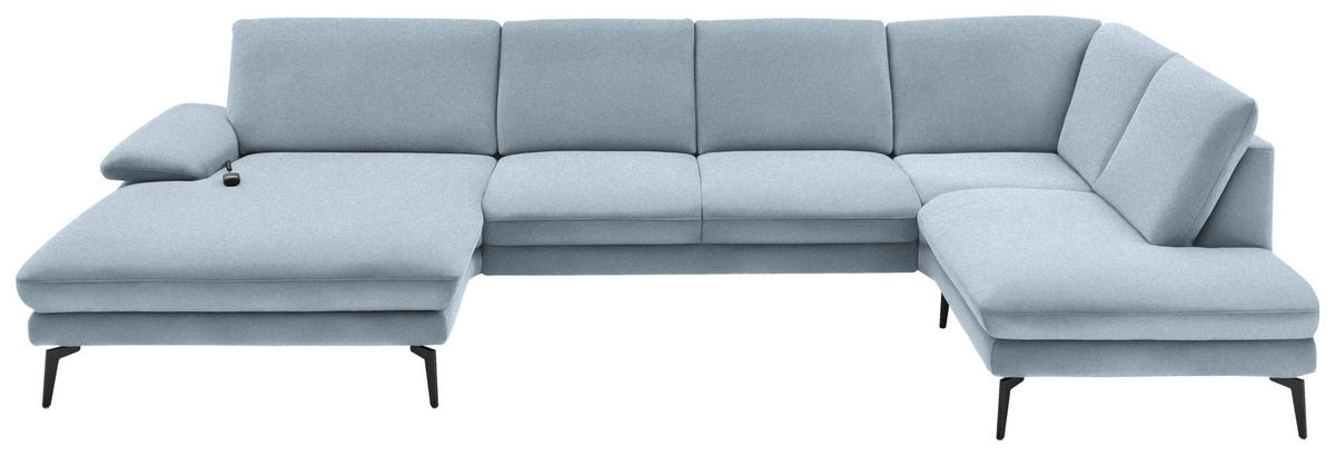 WOHNLANDSCHAFT Hellblau Webstoff  - Schwarz/Hellblau, Design, Textil/Metall (180/344/208cm) - Dieter Knoll