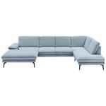 WOHNLANDSCHAFT Hellblau Webstoff  - Schwarz/Hellblau, Design, Textil/Metall (180/344/208cm) - Dieter Knoll