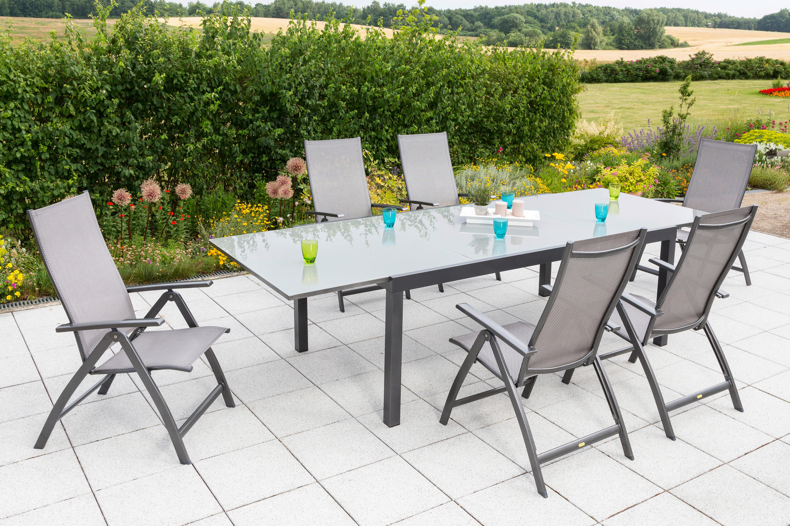 GARTENSET Aluminium  - Graphitfarben/Braun, MODERN, Textil/Metall - Gardenson