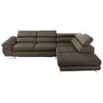 ECKSOFA in Webstoff Braun  - Braun, Design, Textil/Metall (280/235cm) - Hom`in