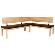 ECKBANK Lederlook Kernbuche massiv Braun, Buchefarben - Buchefarben/Braun, KONVENTIONELL, Holz/Textil (208/171cm) - VOLEO