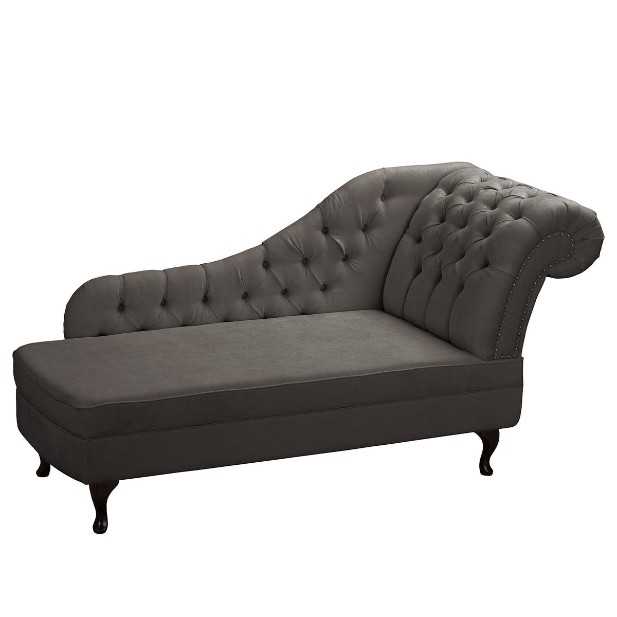 RÉCAMIERE Mikrofaser Graubraun  - Graubraun/Braun, Design, Holz/Textil (185/93/75cm) - Livetastic