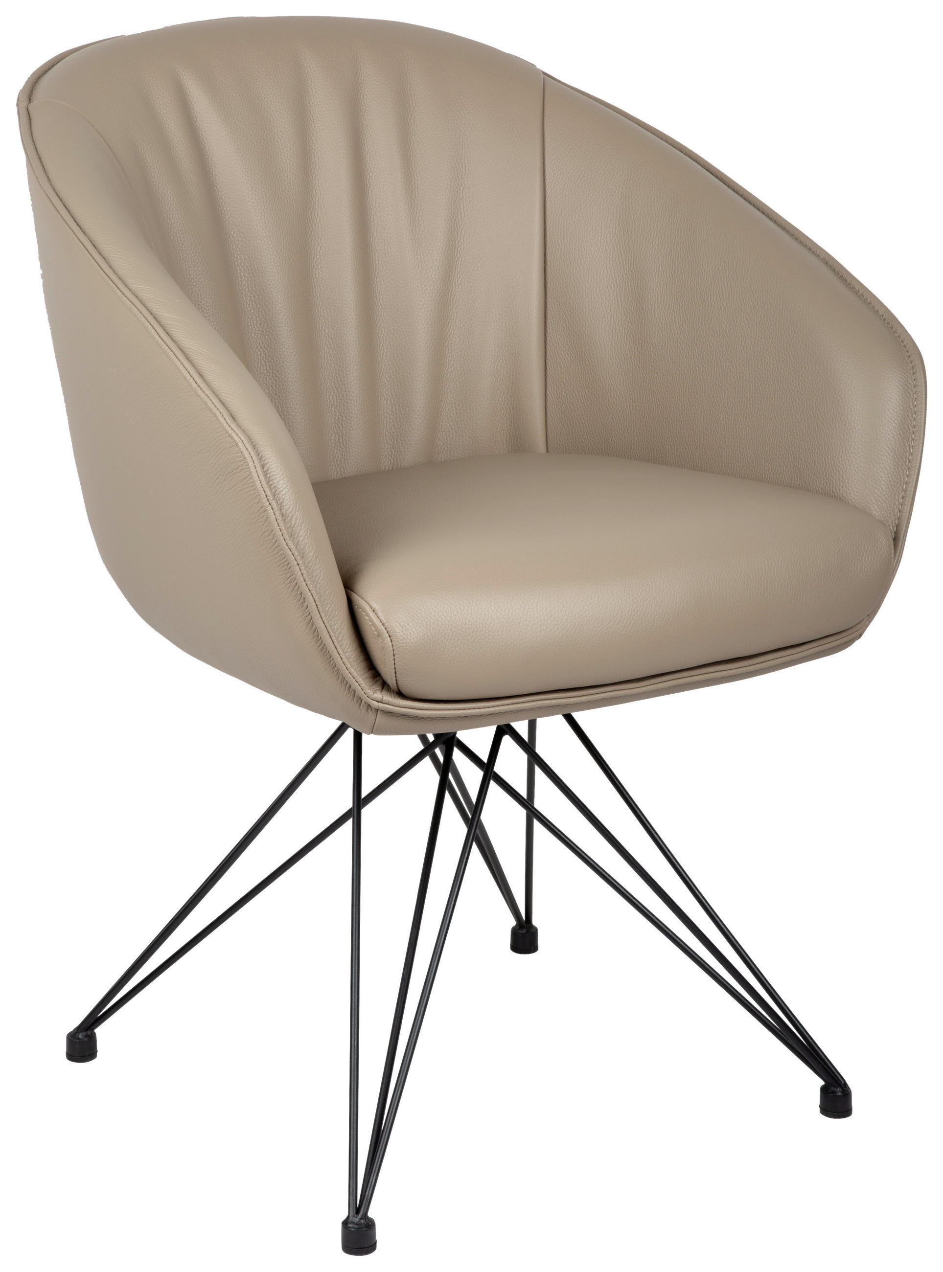 ARMLEHNSTUHL  in Eisen Echtleder pigmentiert  - Taupe/Schwarz, Design, Leder/Metall (59,5/83,5/63,5cm) - Belluti