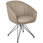 ARMLEHNSTUHL in Eisen Echtleder pigmentiert - Taupe/Schwarz, Design, Leder/Metall (59,5/83,5/63,5cm) - Belluti