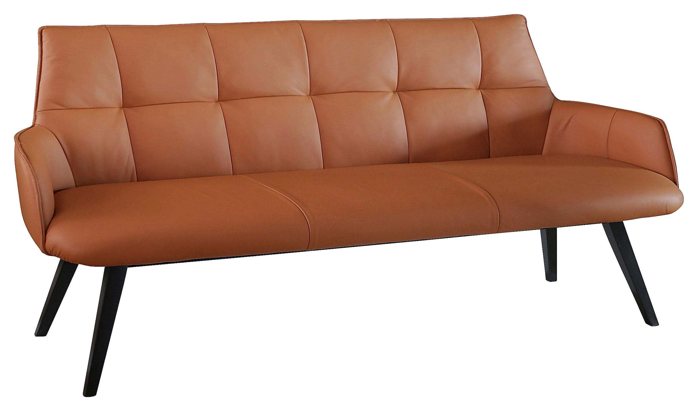 SITZBANK 160/89,5/64 cm Echtleder Cognac Buche massiv  - Cognac/Schwarz, Design, Leder/Holz (160/89,5/64cm) - Novel