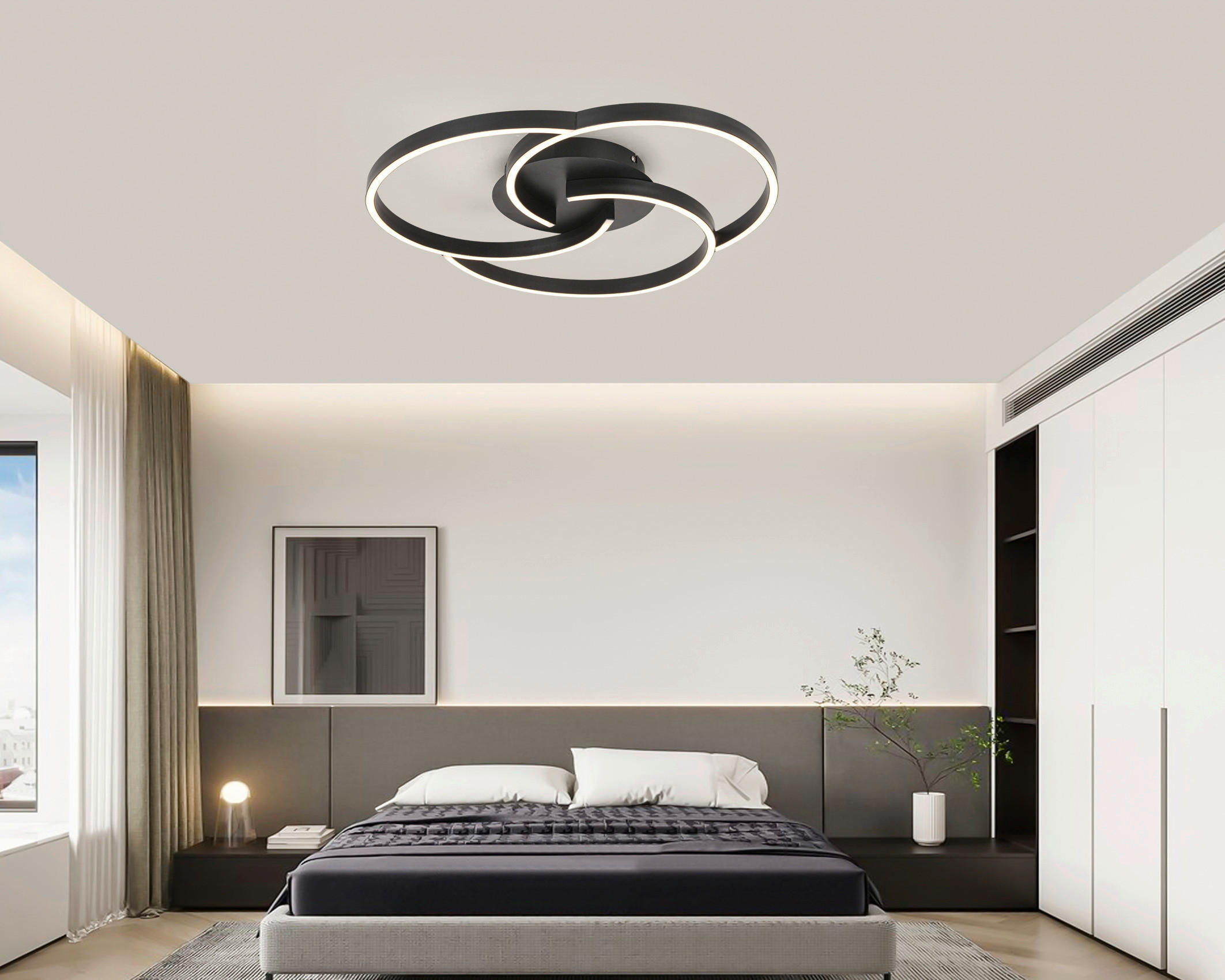 LED-DECKENLEUCHTE 50/7,5 cm   - Schwarz, Trend, Kunststoff/Metall (50/7,5cm) - Novel