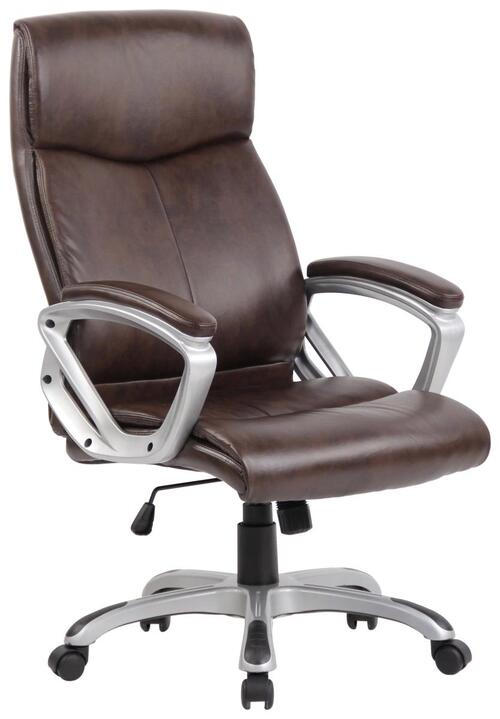 CHEFSESSEL Lederlook Braun  - Schwarz/Weiß, KONVENTIONELL, Kunststoff/Textil (66/113-123/68cm) - Livetastic