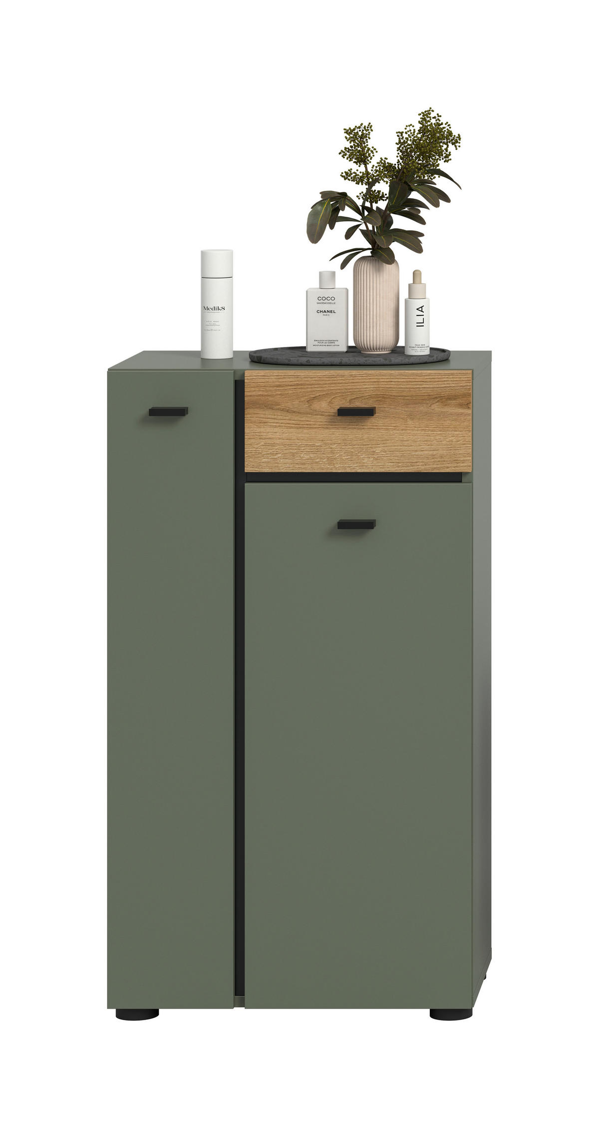 MIDISCHRANK 51/91/30 cm  - Eichefarben/Schwarz, Trend, Holzwerkstoff/Kunststoff (51/91/30cm) - MID.YOU