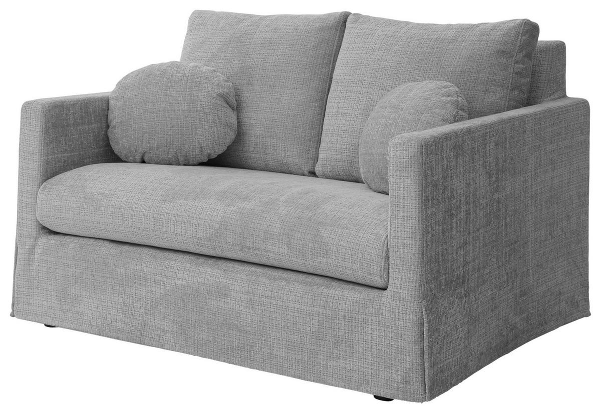 2-SITZER-SOFA PAPHOS Chenille Hellgrau  - Hellgrau/Schwarz, Design, Kunststoff/Textil (140/89/95cm) - P & B