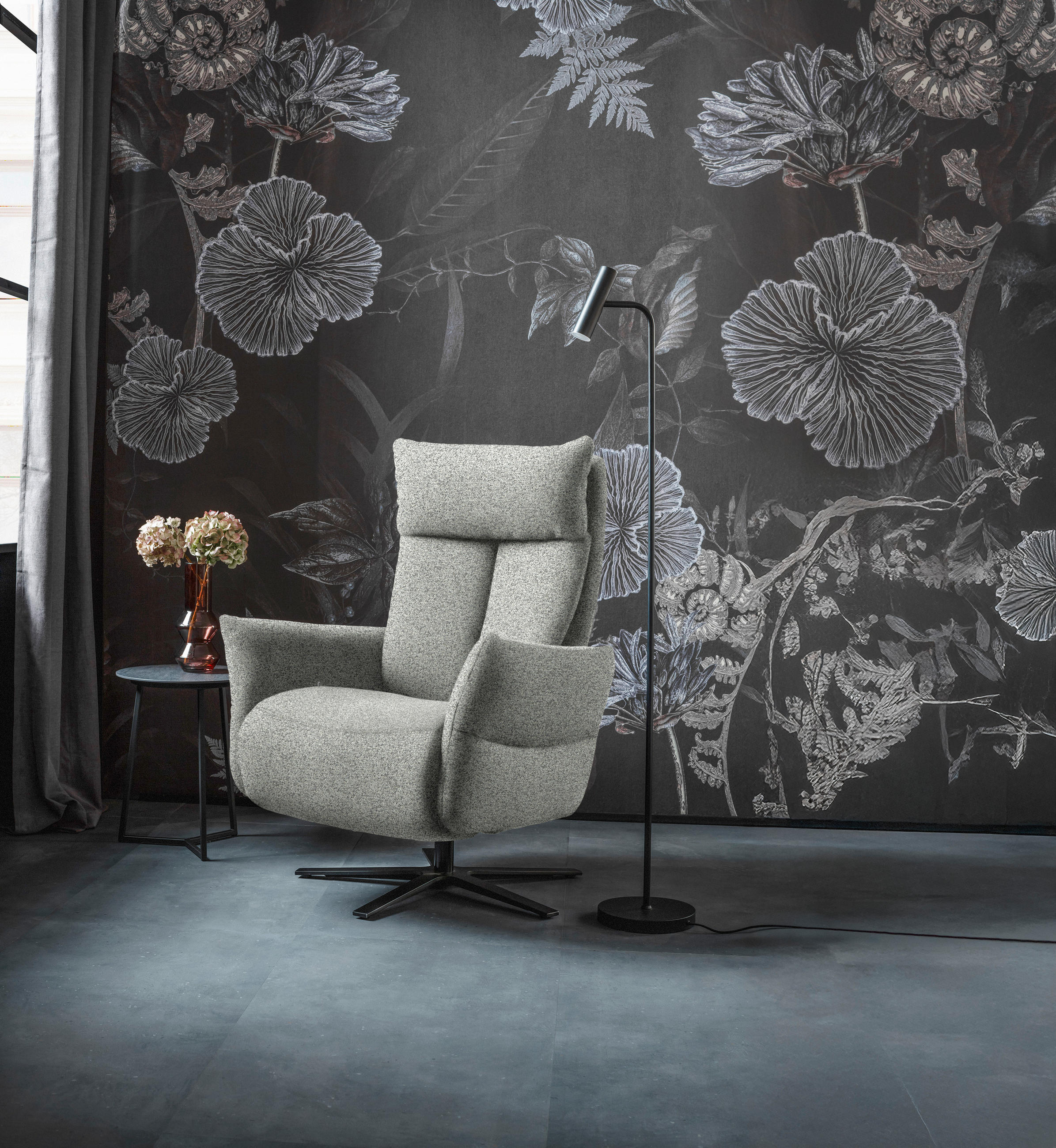 FERNSEHSESSEL  mit Relaxfunktion Chenille Hellgrau  - Hellgrau/Schwarz, Design, Textil/Metall (74/115/85cm) - Schöner Wohnen