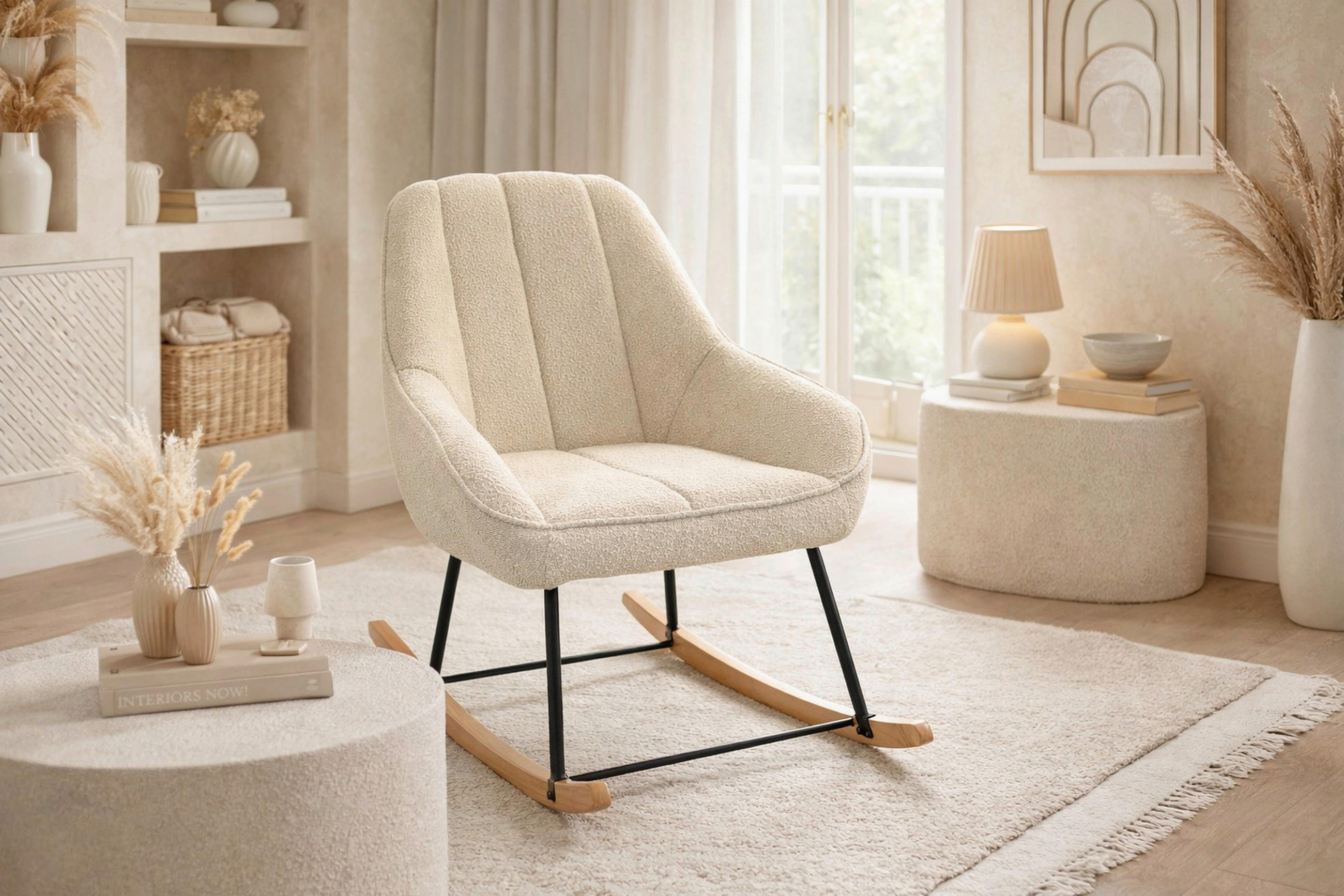 SESSEL Josi Teddystoff Beige    - Beige/Naturfarben, Design, Holz/Textil (70/100/90cm) - MID.YOU