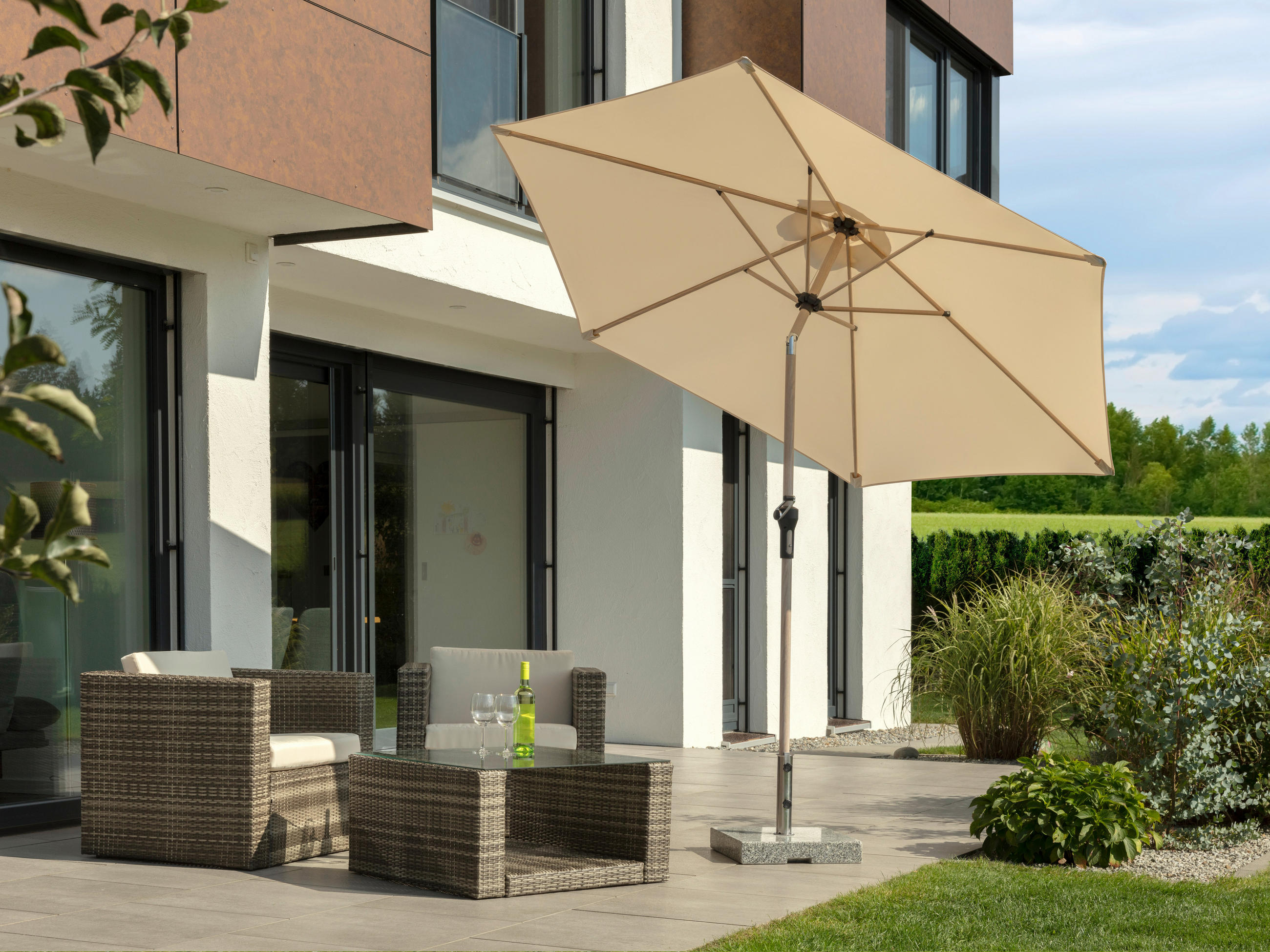 SONNENSCHIRM 270 cm Naturfarben  - Eichefarben/Naturfarben, Basics, Textil/Metall (270/236/270cm) - Schneider