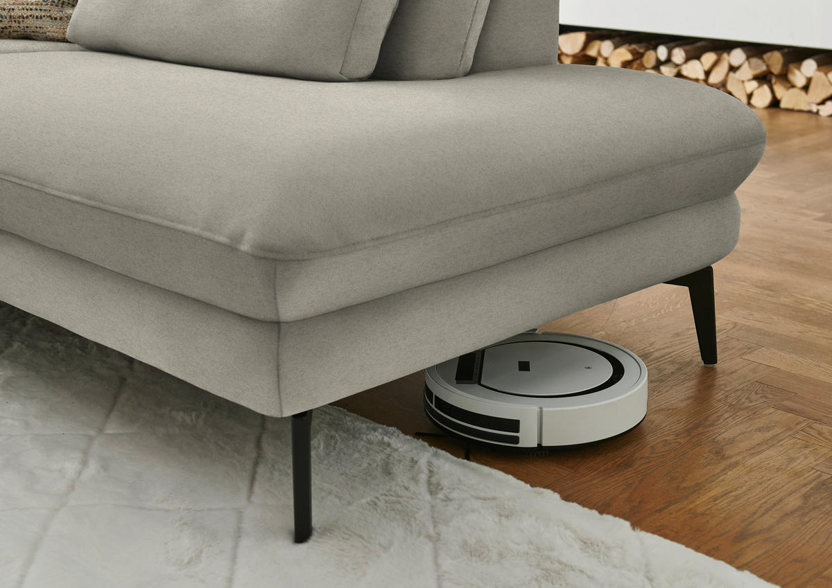 WOHNLANDSCHAFT Chenille, Flachgewebe Greige  - Greige/Schwarz, Design, Textil/Metall (180/344/208cm) - Dieter Knoll