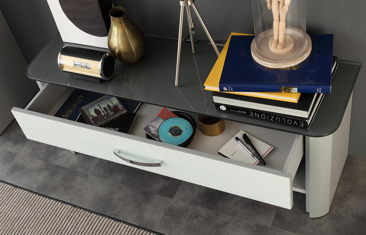 GARDEROBENBANK 117/46/34 cm  - Chromfarben/Weiss, Design, Glas/Holzwerkstoff (117/46/34cm) - Moderano