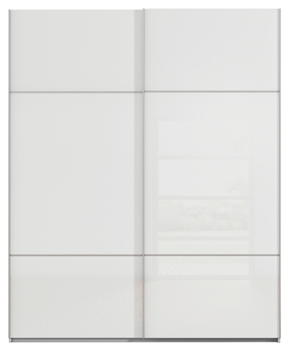 SCHWEBETÜRENSCHRANK in Grau, Weiss  - Weiss/Alufarben, Konventionell, Glas/Holzwerkstoff (201/223/67cm) - Novel