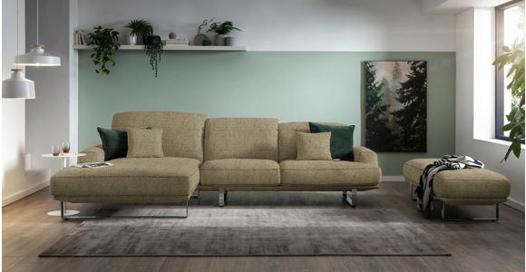 ECKSOFA in Webstoff Braun  - Braun, Design, Textil/Metall (184/304cm) - Dieter Knoll