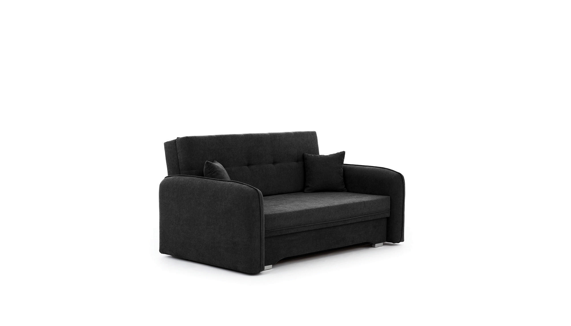 SCHLAFSOFA in Chenille Schwarz  - Silberfarben/Schwarz, Design, Kunststoff/Textil (155/105/75cm) - MID.YOU