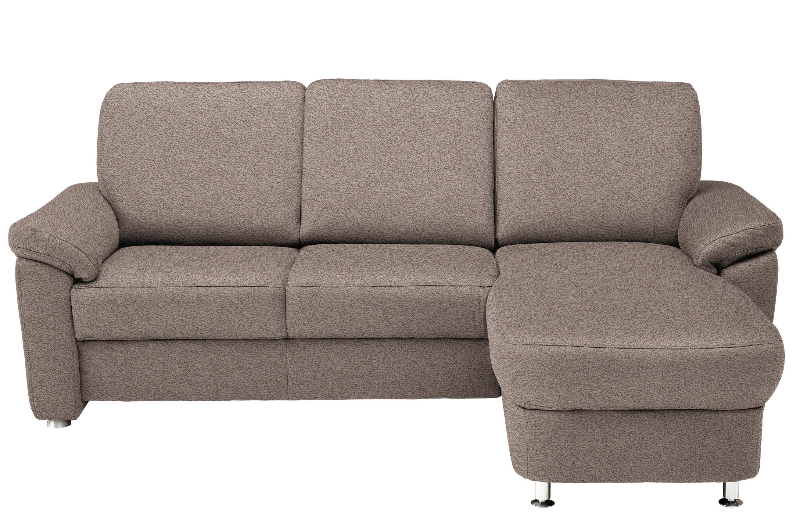 ECKSOFA in Webstoff Graubraun  - Chromfarben/Graubraun, Konventionell, Textil/Metall (220/163cm) - Beldomo System