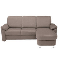 ECKSOFA in Webstoff Graubraun  - Chromfarben/Graubraun, Konventionell, Textil/Metall (220/163cm) - Beldomo System