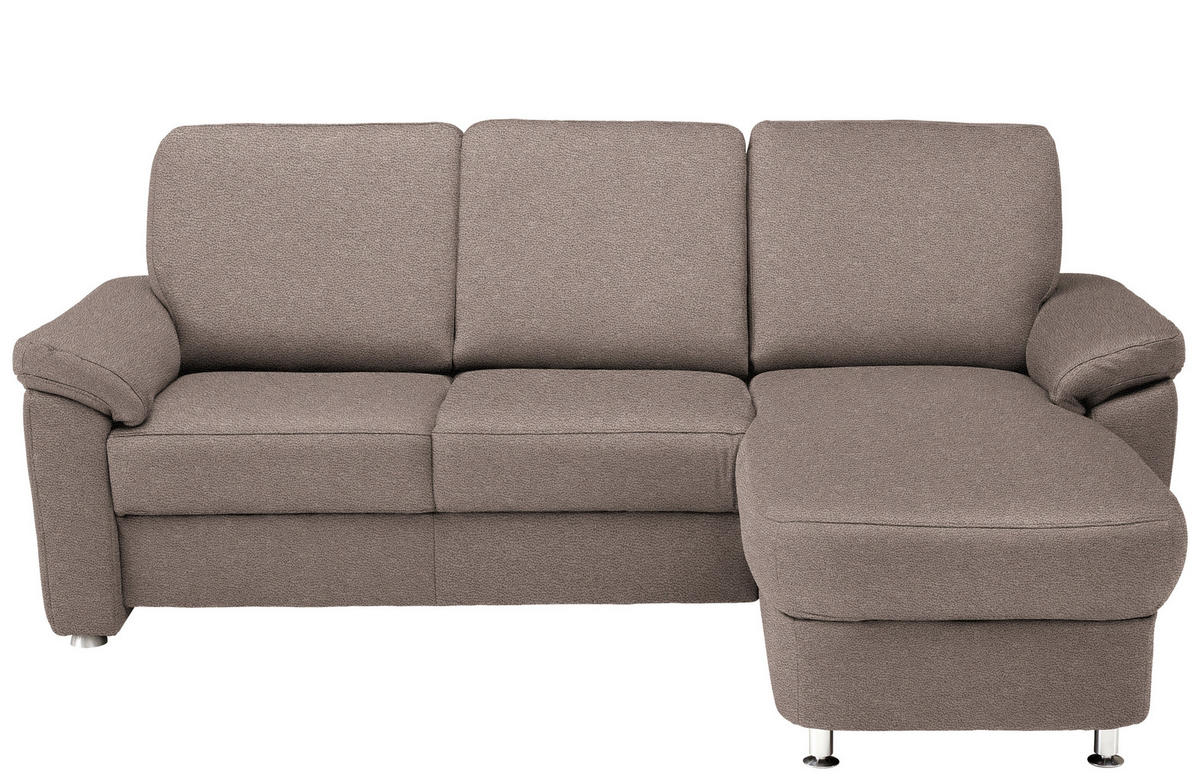 ECKSOFA in Webstoff Graubraun  - Chromfarben/Graubraun, Konventionell, Textil/Metall (220/163cm) - Beldomo System