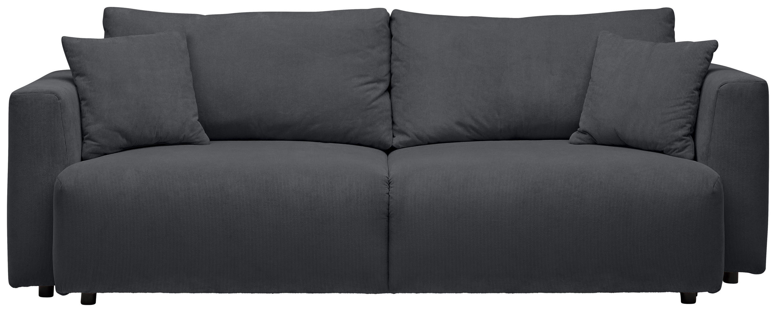 SCHLAFSOFA  mit Stoffauswahl, Schlafen auf Sitzhöhe, Rücken echt Cord Dunkelgrau  - Dunkelgrau/Schwarz, Design, Kunststoff/Textil (250/92/105cm) - Carryhome
