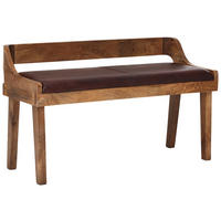 SITZBANK 108/63/43 cm Braun Mangoholz massiv  - Braun/Naturfarben, MODERN, Leder/Holz (108/63/43cm) - MID.YOU