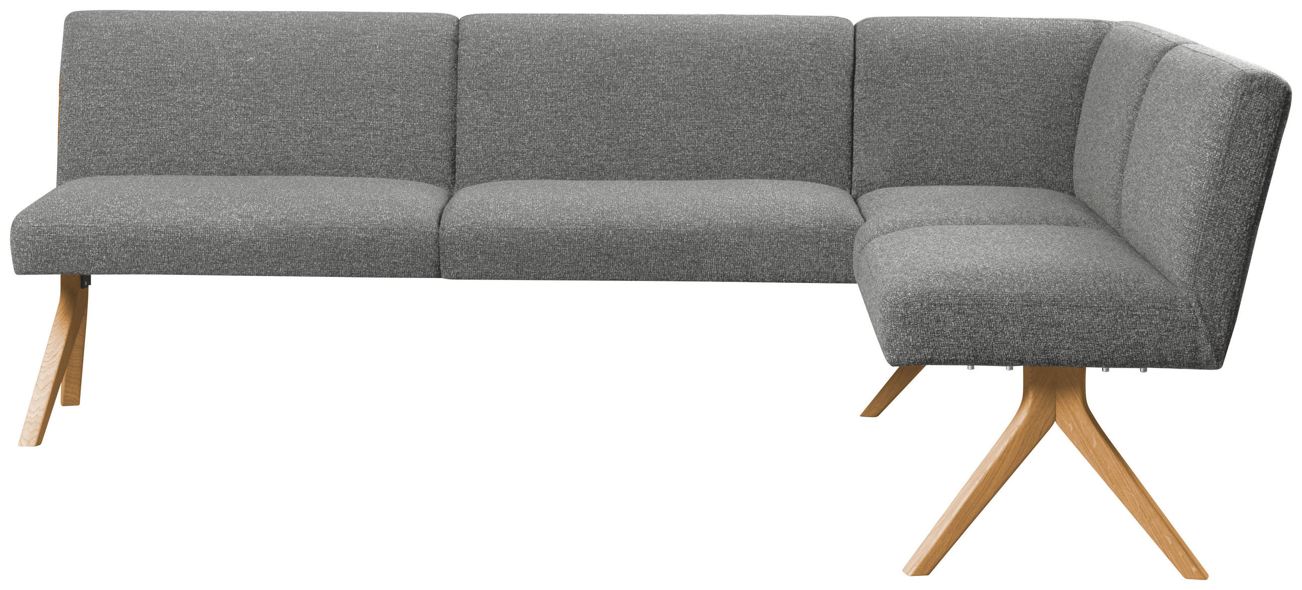 ECKBANK 218/172 cm Webstoff Grau Eiche vollmassiv   - Eichefarben/Grau, KONVENTIONELL, Holz/Textil (218/172cm) - Linea Natura