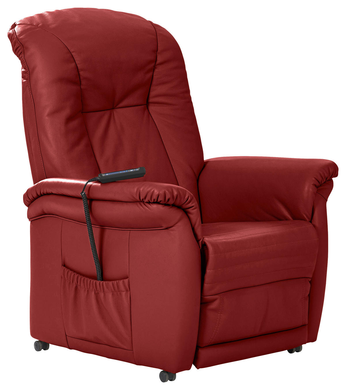 FERNSEHSESSEL  mit Relaxfunktion, Kopfteilverstellung, Fußteilverstellung Echtleder Rot  - Rot/Schwarz, KONVENTIONELL, Leder/Kunststoff (84/107/97cm) - Himolla