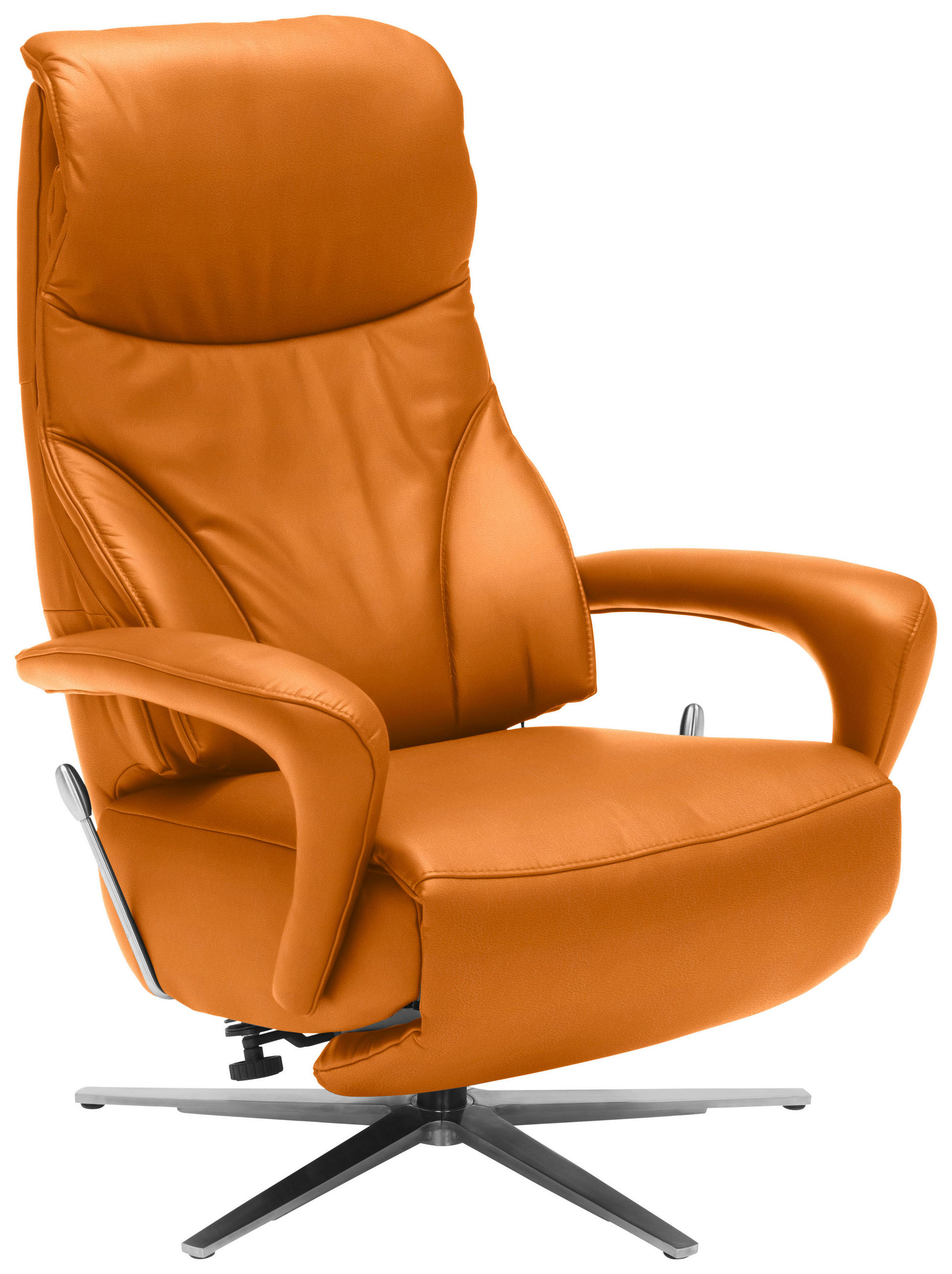 RELAXSESSEL in Leder Orange  - Edelstahlfarben/Orange, Design, Leder/Metall (75/106/88cm) - Dieter Knoll