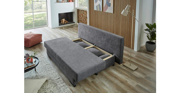 SCHLAFSOFA Webstoff Grau Rückenkissen, Armlehnenkissen, Bettkasten, Schlaffunktion, Rücken echt, Liegefläche im Originalstoff  - Schwarz/Grau, KONVENTIONELL, Kunststoff/Textil (190/80/83cm) - Carryhome