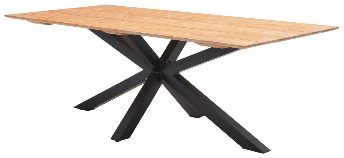 GARTENTISCH Metall Dunkelgrau, Teakfarben rechteckig  - Dunkelgrau/Teakfarben, Design, Holz/Metall (216/99/75cm) - Amatio