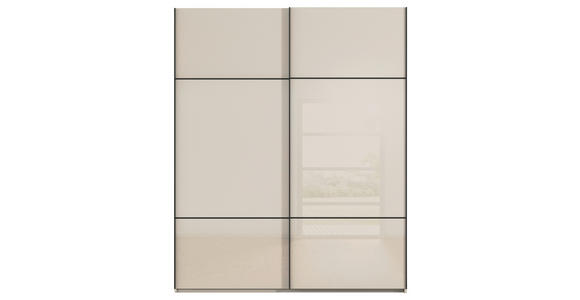SCHWEBETÜRENSCHRANK 162/223/68 cm 2-türig Champagner - Champagner/Schwarz, KONVENTIONELL, Glas/Holzwerkstoff (162/223/68cm) - Novel