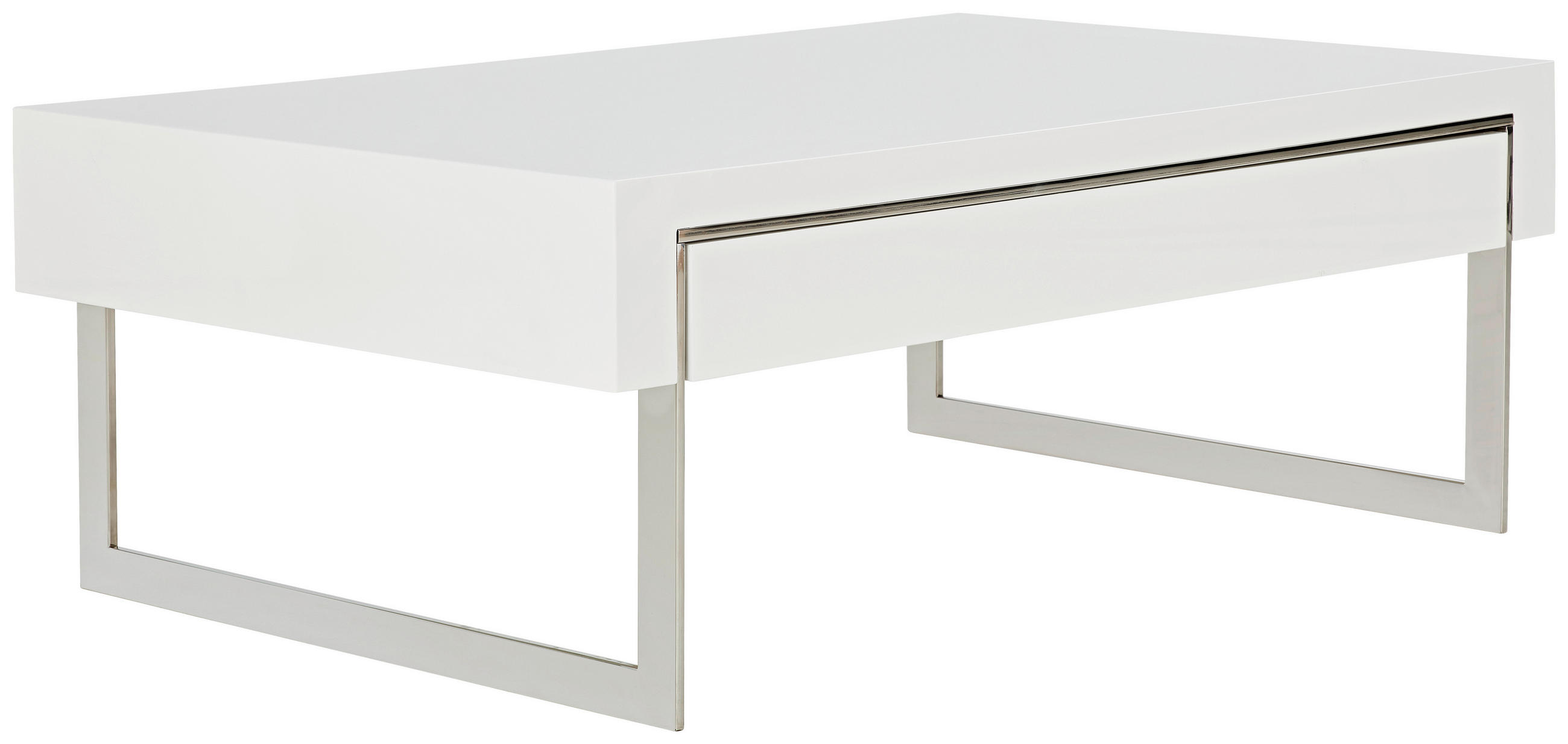 COUCHTISCH rechteckig Weiß, Weiß Hochglanz  - Chromfarben/Weiß Hochglanz, Basics, Holzwerkstoff/Metall (110/40/70cm) - MID.YOU