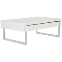 COUCHTISCH rechteckig Weiß, Weiß Hochglanz  - Chromfarben/Weiß Hochglanz, Basics, Holzwerkstoff/Metall (110/40/70cm) - MID.YOU