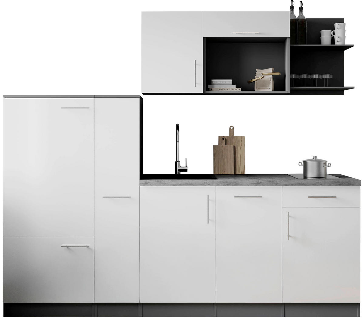 KÜCHENBLOCK Oliver 235 cm  in Weiß  - Weiß/Grau, Trend, Holzwerkstoff/Metall (235cm) - Respekta