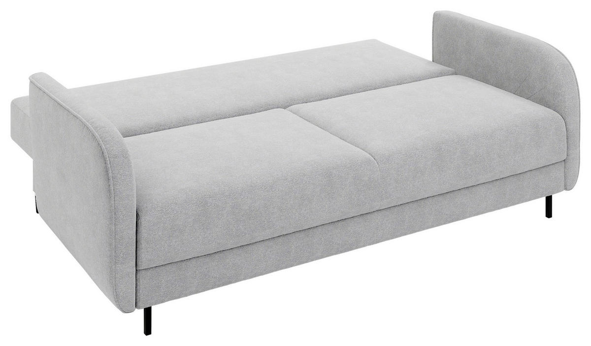 SCHLAFSOFA Chenille Grau  inkl. Rückenkissen, Bettkasten, Schlaffunktion, Rücken echt  - Schwarz/Grau, KONVENTIONELL, Textil/Metall (215/95/85cm) - Milino