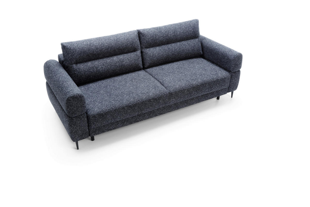 SCHLAFSOFA Nordic in Velours Blau  - Blau/Schwarz, Basics, Textil/Metall (232/94/102cm) - Livetastic