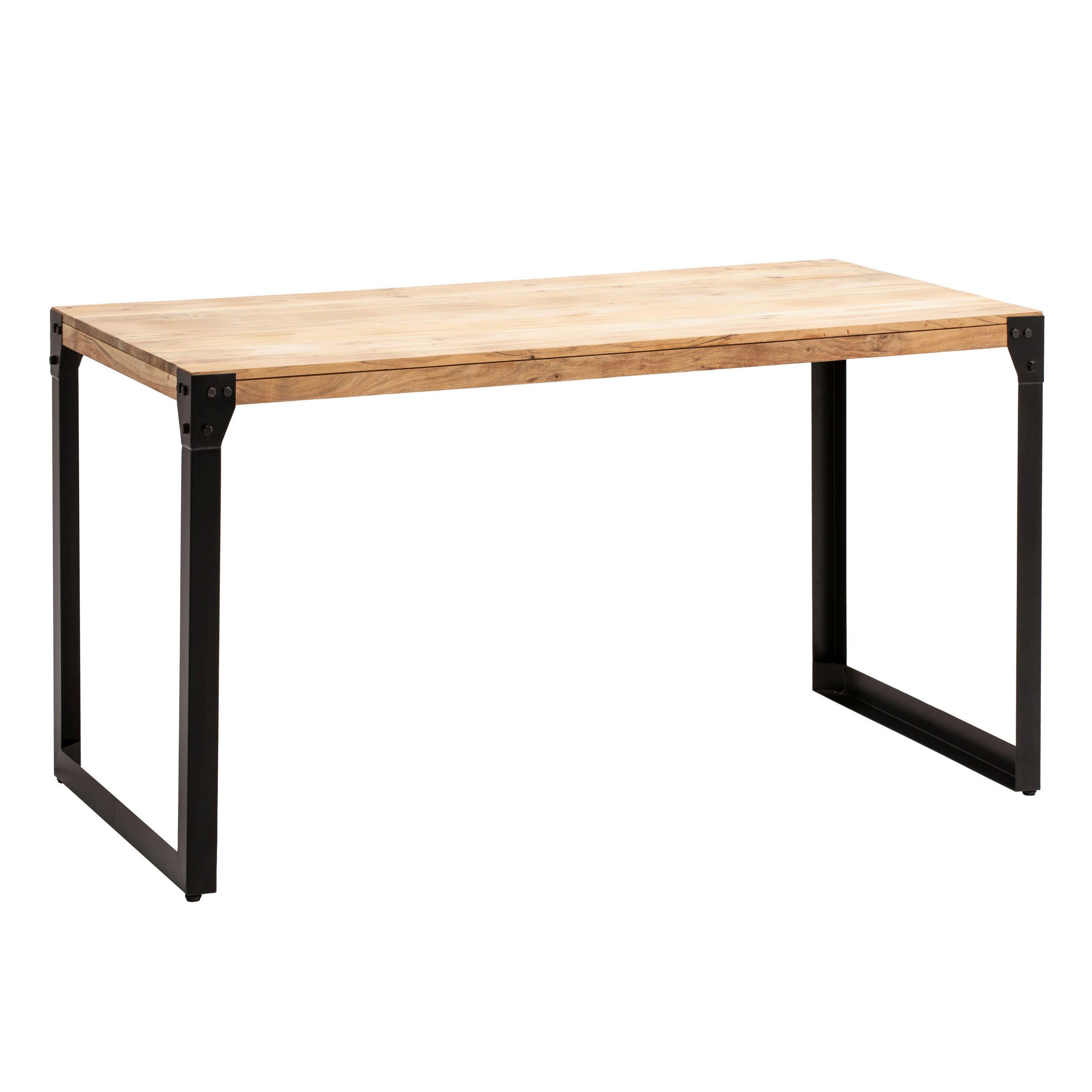 ESSTISCH Akazie massiv rechteckig Akaziefarben  - Schwarz/Akaziefarben, Design, Holz/Metall (120/60/76cm) - MID.YOU