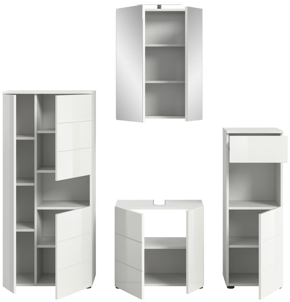 BADEZIMMER 4-teilig  in 158 cm  - Weiß Hochglanz, MODERN, Holzwerkstoff (158cm) - MID.YOU