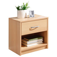NACHTSCHRANK 39/41/28 cm  - Buchefarben/Silberfarben, Basics, Holzwerkstoff/Kunststoff (39/41/28cm) - P & B