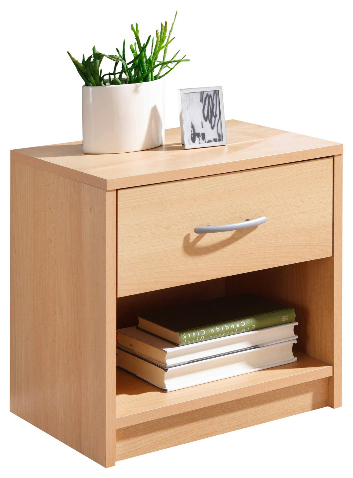 NACHTSCHRANK 39/41/28 cm  - Buchefarben/Silberfarben, Basics, Holzwerkstoff/Kunststoff (39/41/28cm) - P & B