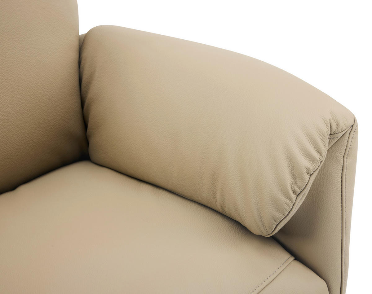 MASSAGESESSEL Echtleder Lederlook Taupe    - Taupe/Chromfarben, Design, Leder/Textil (79/110/85cm) - Livetastic