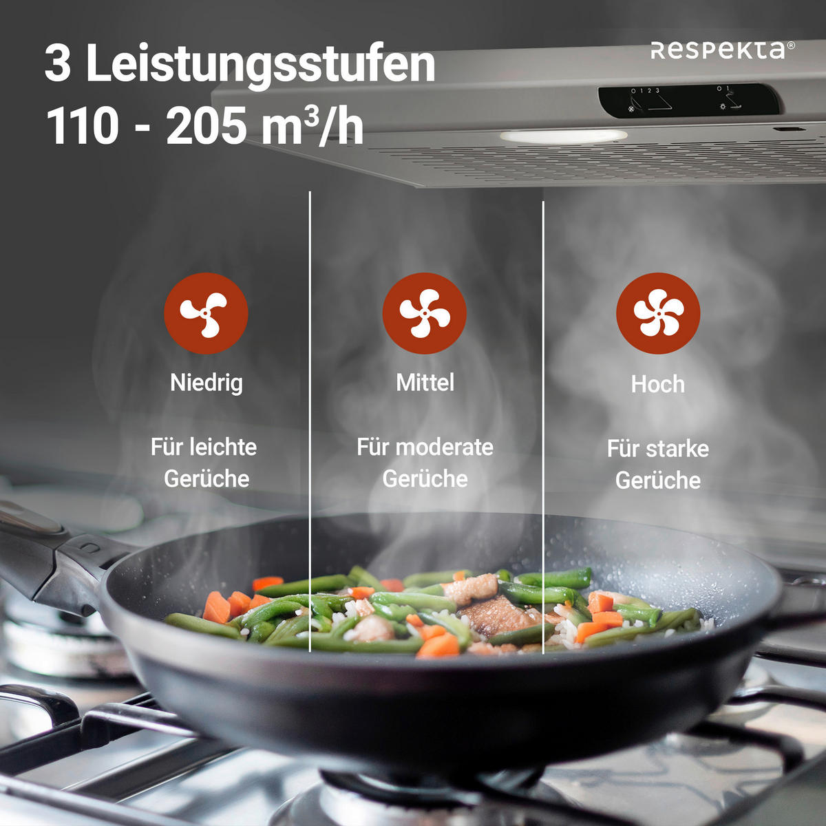 FLÄKTKÅPA DH640IXL  - stålfärgad, Trend, metall (60/7,6/47cm) - Respekta