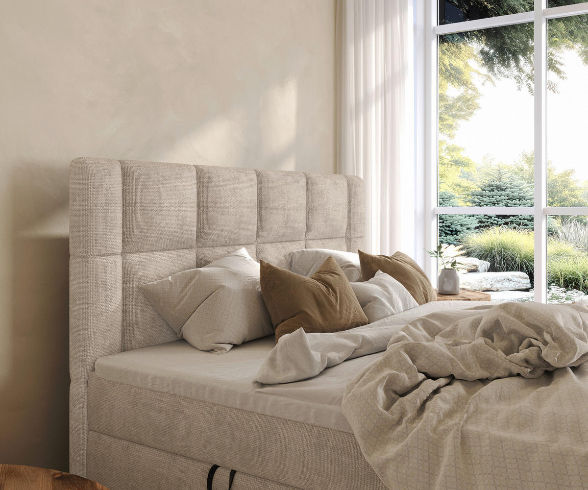 BOXBETT 180/200 cm  in Beige  - Beige/Schwarz, MODERN, Holz/Holzwerkstoff (180/200cm) - Boxxx