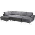 WOHNLANDSCHAFT Dunkelgrau Cord  - Dunkelgrau/Schwarz, KONVENTIONELL, Textil/Metall (197/303/148cm) - Carryhome