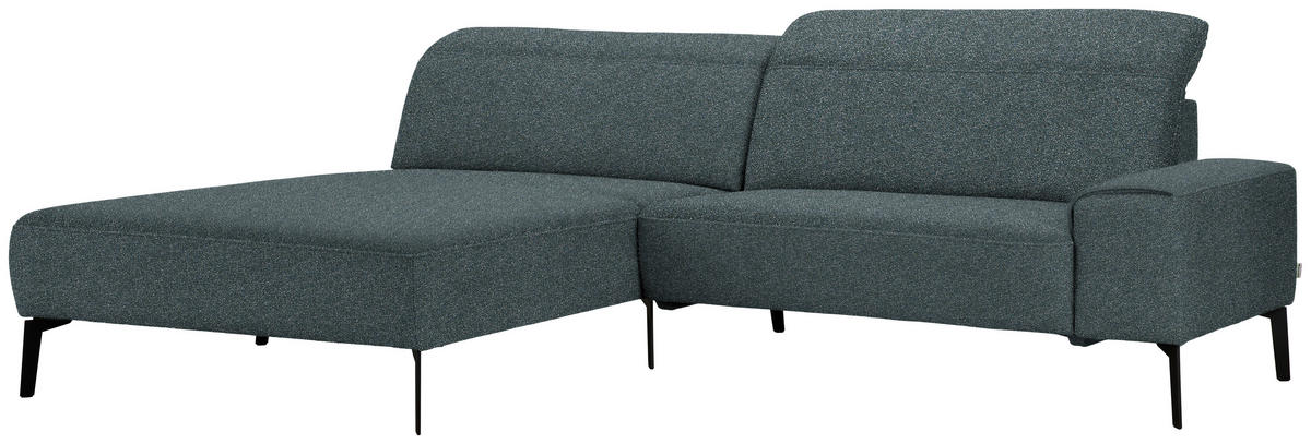 ECKSOFA in Mikrofaser Blaugrau  - Blaugrau/Schwarz, Design, Textil/Metall (203/266cm) - Johann Jakob